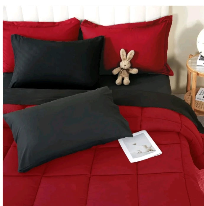 DOWNCOOL 7Pcs Comforter Sets, Multi-color Bedding Sets , All Season Down Alternative Bedding Comforter Sets