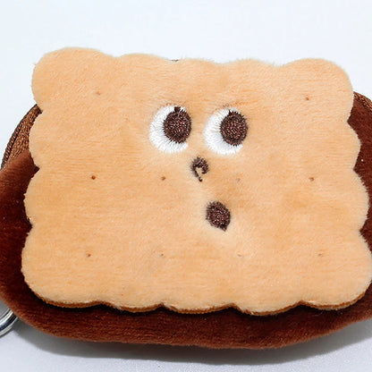 Kawai Biscuit Coin Bags Purse Plush Cake Headphone Organizer Bag Keys Cards Storage Bags Kids Birthday Gifts Schoolbag Pendants