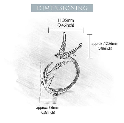 Lotus Fun 18K Gold Swallow Willow Branch Unusual Asymmetrical Rings for Women Real 925 Sterling Silver Original Fine Jewelry