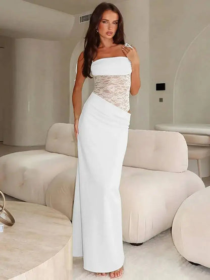 Avrilyaan Mesh Splicing Hollow Spaghetti Strap Backless Party Sexy Dresses Elegant Long Dress Women 2025 Summer Dress Vestidos