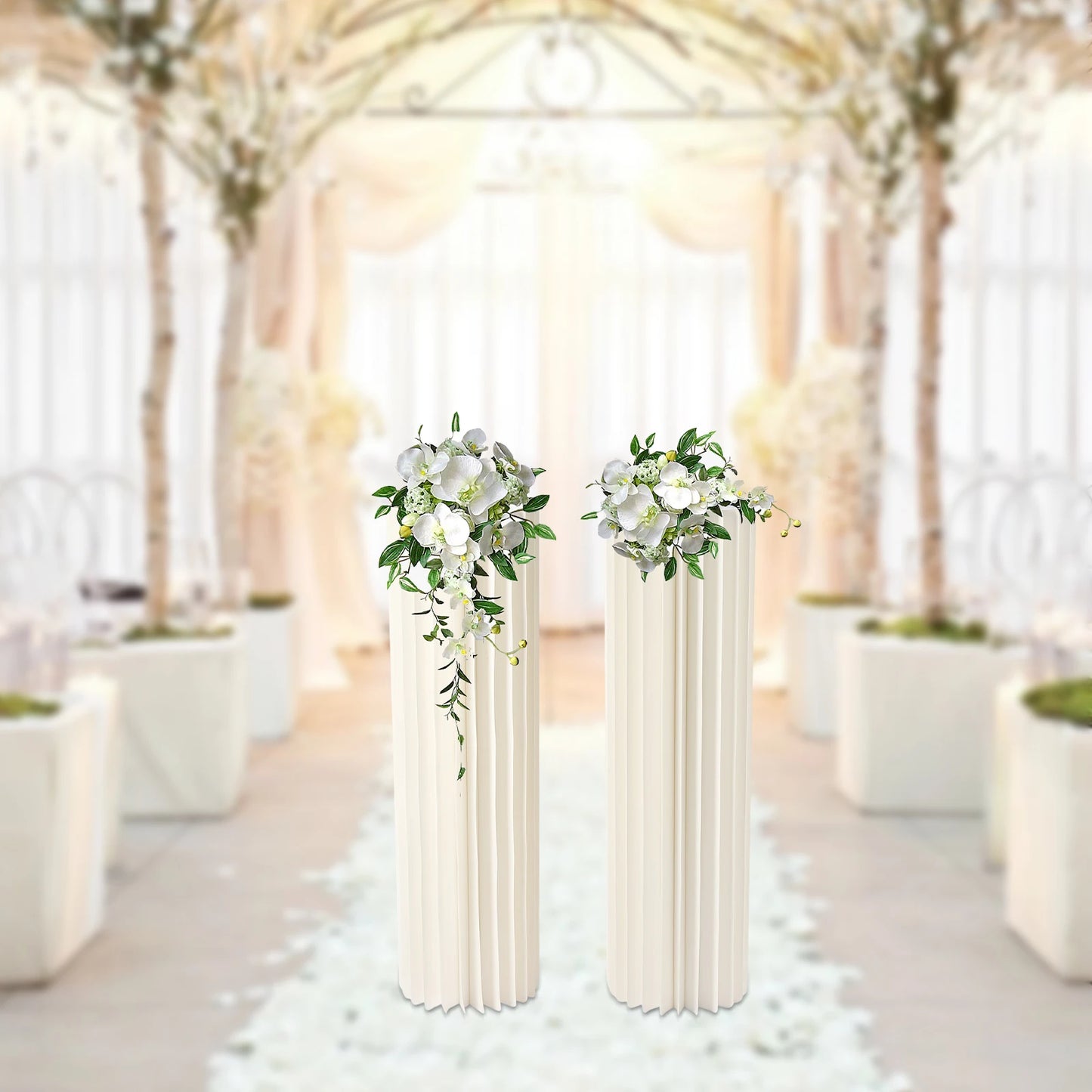 2/3/4PCS Wedding Party Flower Stand Cylinder Cardboard Centerpiece with Pvc Panels Cylinder Flowers Stand Wedding Centerpieces