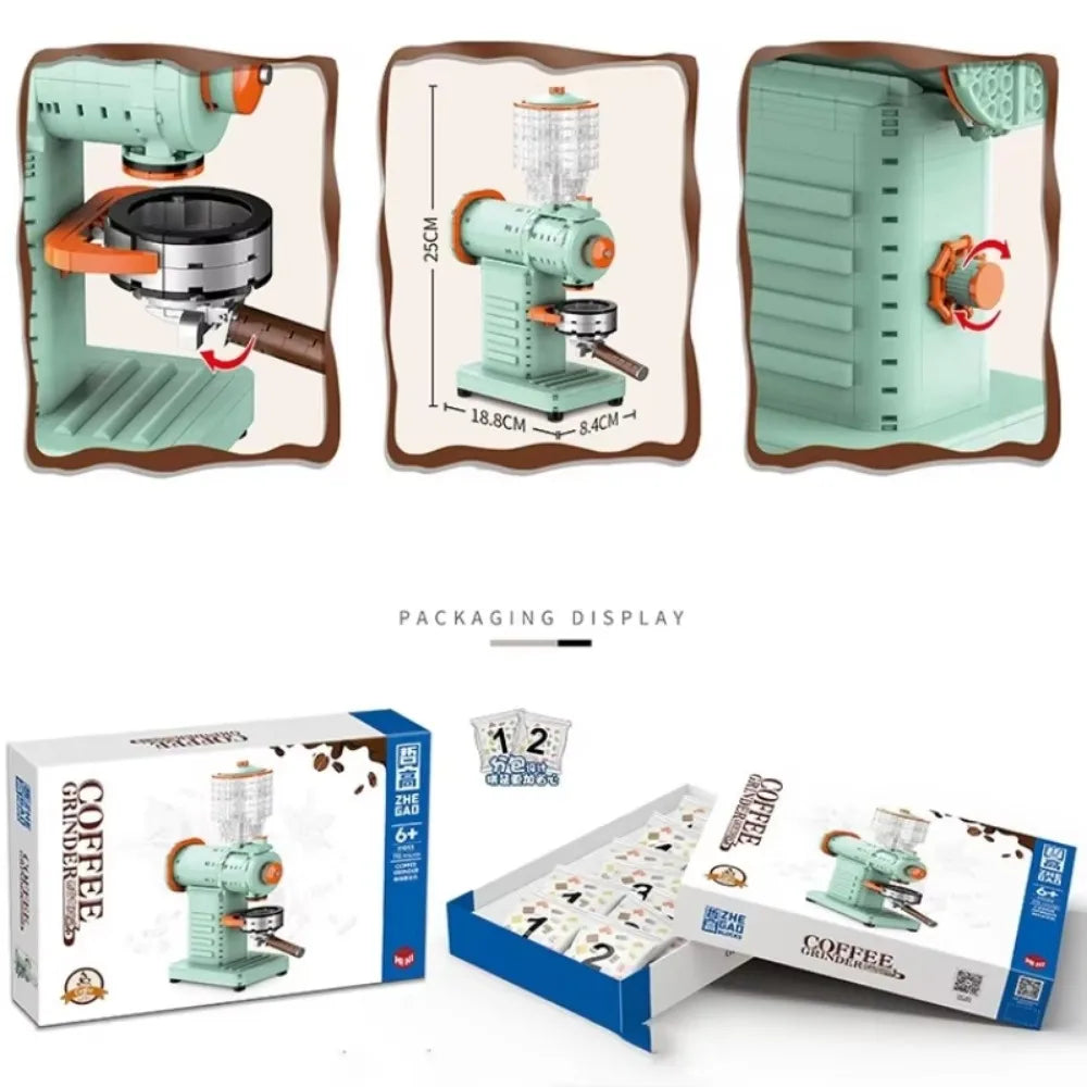 Classic Creative Coffee Machine Mini Diamond Model Building Blocks MOC Construction Bricks Collection Toy Children Xmas Gift