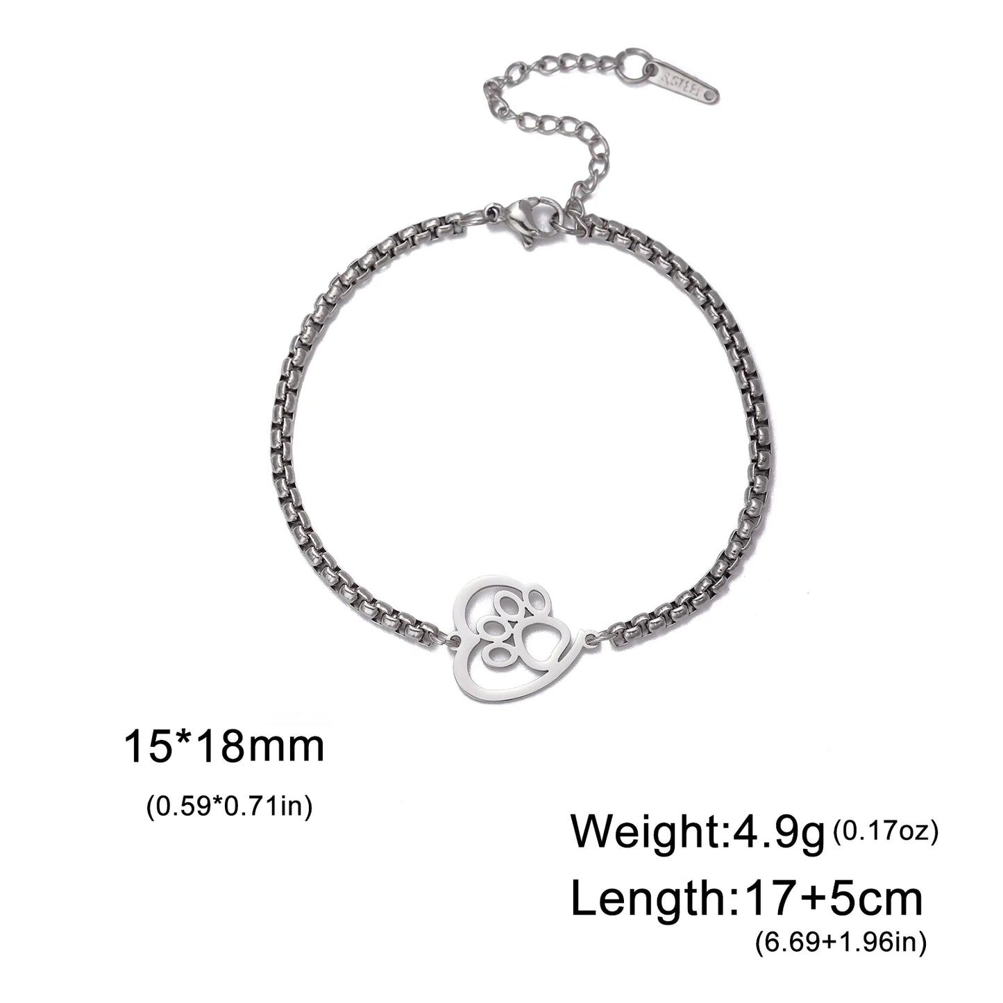 Skyrim Cute Heart shaped Cat Claw Women's Bracelet Stainless Steel Cute Pet Animal Figaro Chain Bracelet Gift Jewelry New