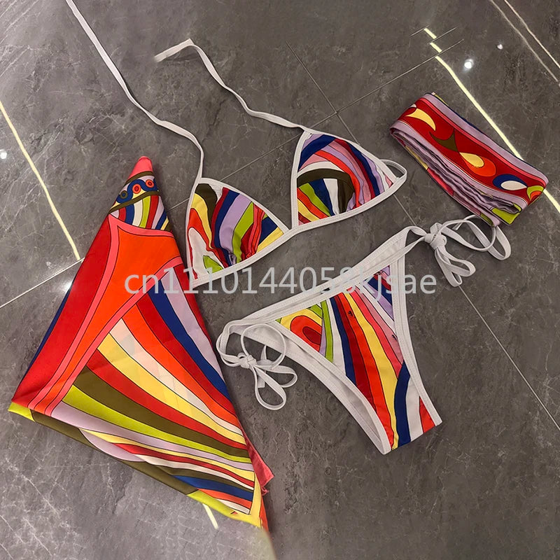 Luxury Design Women's Black Red Scarf Bikini Sets Letter Signature Logo Beachwear Designer Brand Lady Headband Swimsuit Swimwear