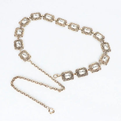 New fashion ladies belt, casual retro ladies belt, versatile acrylic crystal metal chain ladies belt , LR1573