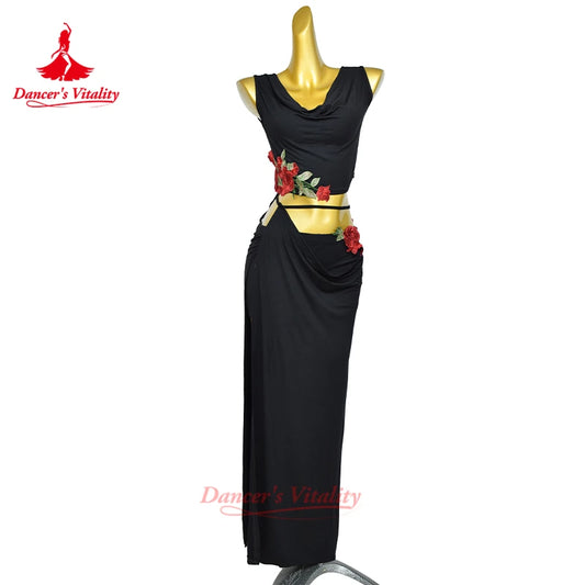 New Belly Dance Costume Set for Women's High end Sexy Rose Embroidery Practice Set Adult Oriental Dancing Clothing