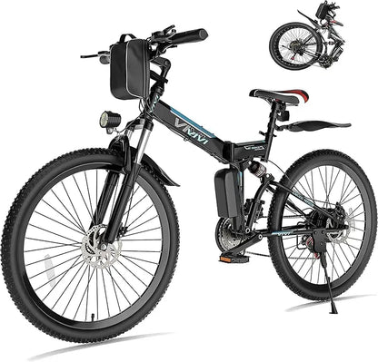 QVivi for Adults 750W Peak Folding Mountain Bike 26'' Commuter Ebike 21.7MPH Adult Electric Bicycl