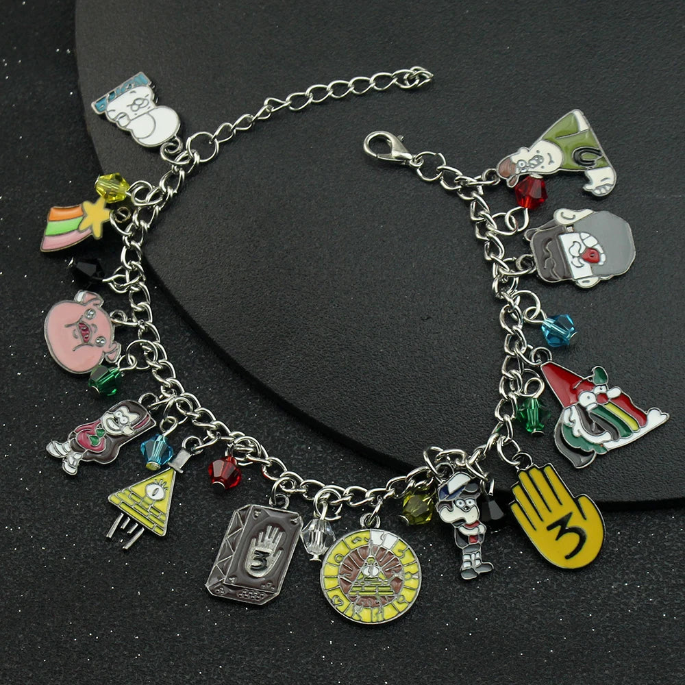 Adventure Animation Gravity Falls Enamel Charm Bracelet Comedy Anime Cartoon Metal Jewellery Accessory Children Gifts