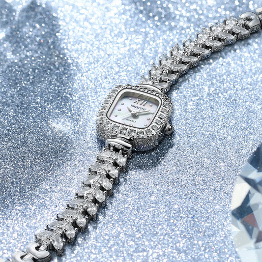 2024 NIBOSI Women Watches Fashionable Diamond Studded Steel Bracelet Quartz Watch For Women'S Watches Luxury Female Clock Relogi