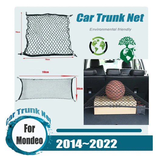 Car Trunk Net For Ford Mondeo Fusion MK5 2014~2022 2020 Pocket Trunk Nylon Elastic Mesh Car Net Holder Pocket Car Accessories