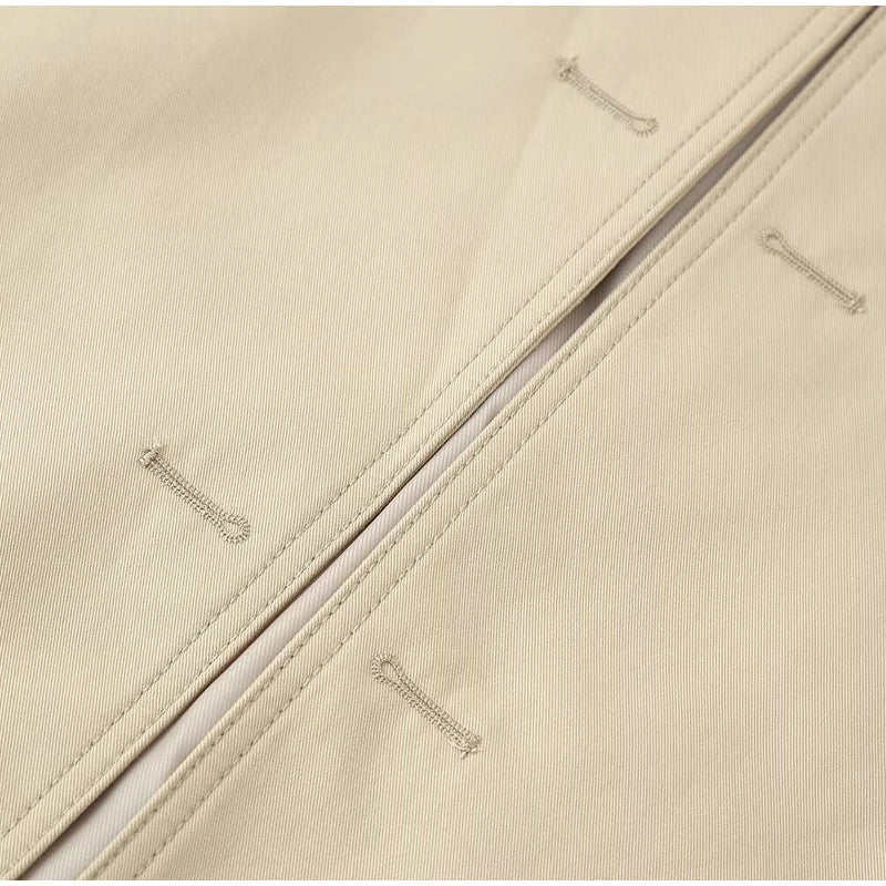 Belted Waist Cropped Trench Double Breasted Stand Collar 2025 Autumn Chic Elegant Women Coat Casual Vintage Office Lady Jacket