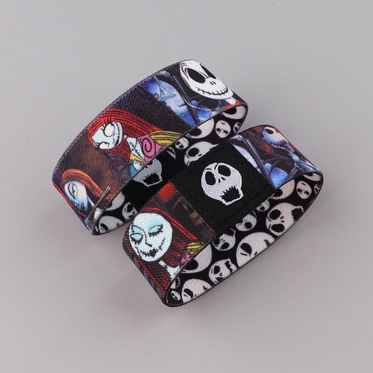 EtherealBe Halloween skull bracelet featuring colorful Nightmare Before Christmas design with Jack and Sally