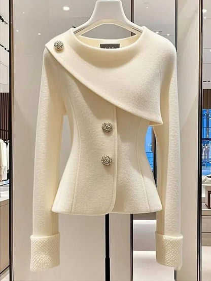 Women's Chic Jacket Overcoat Fashion Sweet Slim Single Breasted Casual Professional Coat Outwear Tops 2025 Spring Autumn