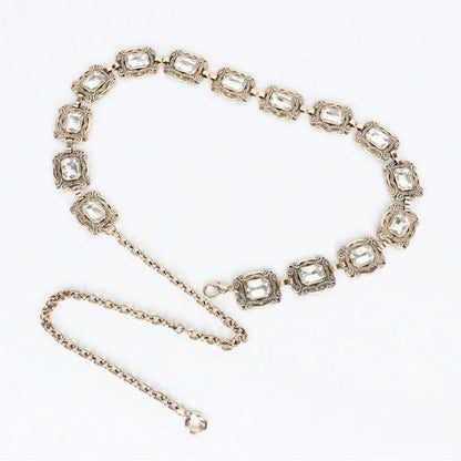 New fashion ladies belt, casual retro ladies belt, versatile acrylic crystal metal chain ladies belt , LR1573
