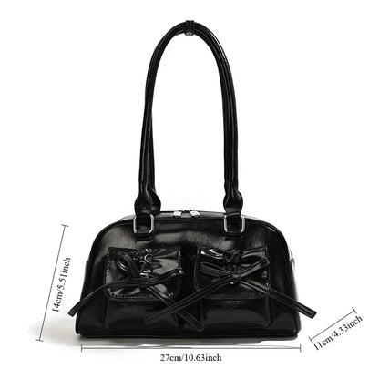 Vintage Women Business Shoulder Bags Simple Ladies Commute Tote Bag Pu Leather Female Underarm Bag Burgundy Large Handbags Purse