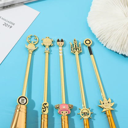 5pcs/set Anime ONE PIECE Tony Tony Chopper Cartoon Magic Wand Makeup Brush Metal Handle Cosplay Makeup Tools With Velvet Bag
