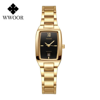 WWOOR Luxury Woman's Watch Elegant Waterproof Stainless Steel Watch for Ladies Dress Square Quartz Women's Watches Reloj mujer
