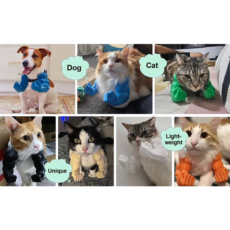 Pet Cat Muscle Arms 3d Creative Strong Man Giant Arms Halloween Cat Costume Accessory Cat's Neck Arm With Muscle For Pet Cosplay