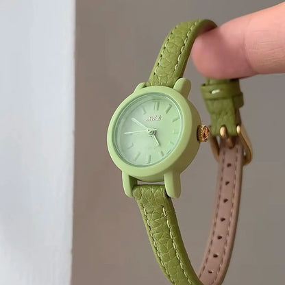 New popular women's watches candy colored  Genuine Leather  belts Girl cute lady watches student watches small round