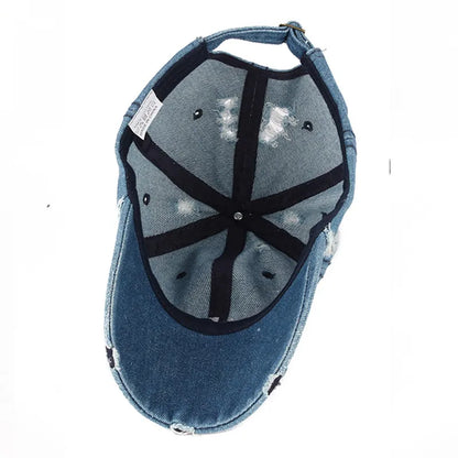 Snapback Women's Distressed Hole Embroidery Simple Baseball Cap For Women Men Fashion Female Outdoor Leisure Cowboy Hat Caps