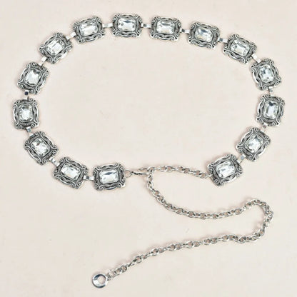 New fashion ladies belt, casual retro ladies belt, versatile acrylic crystal metal chain ladies belt , LR1573