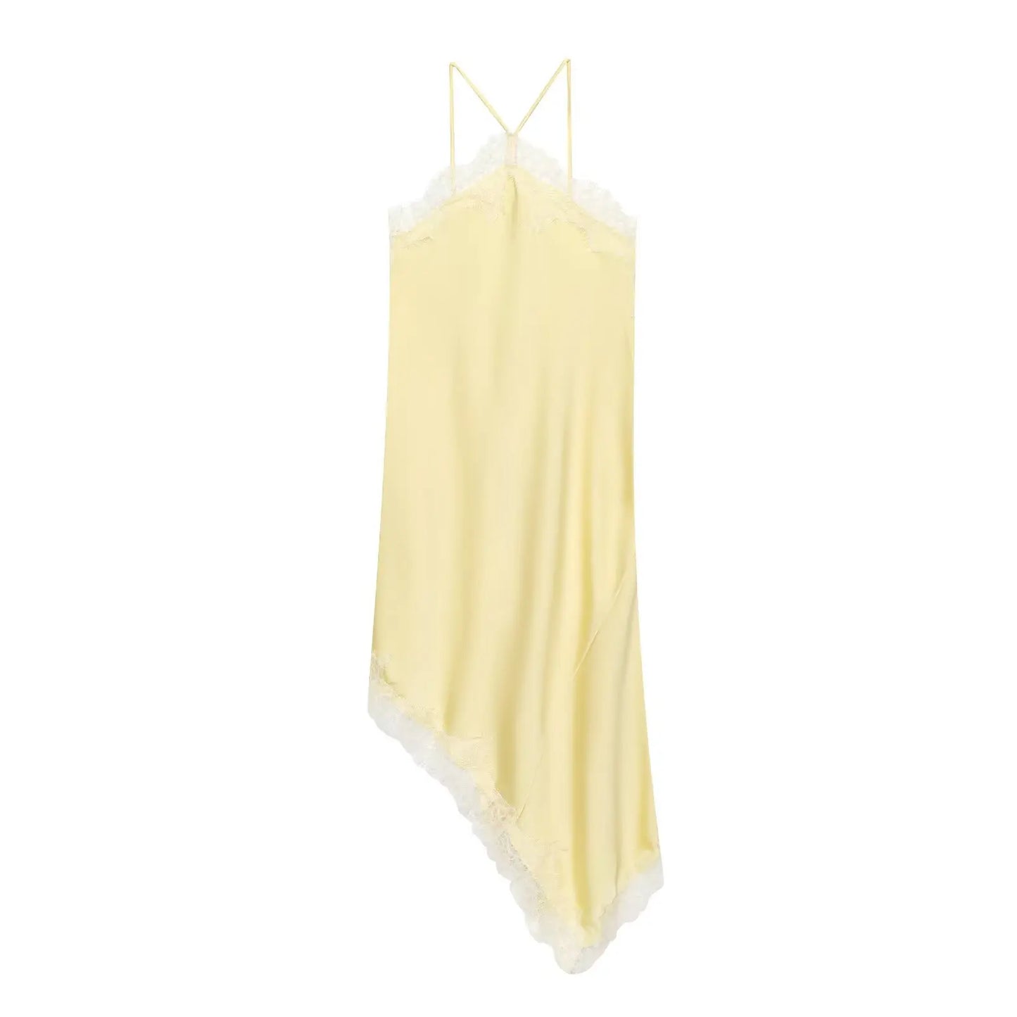 2025 Sexy Lace Spliced Sling Dresses For Women Elegant Sleeveless Backless Irregular Hem Dress Lady Chic Holiday Party Wear