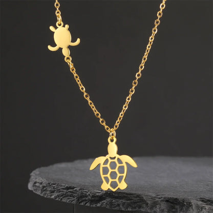 EtherealBe sea turtle pendant necklace for women in gold with delicate chain design