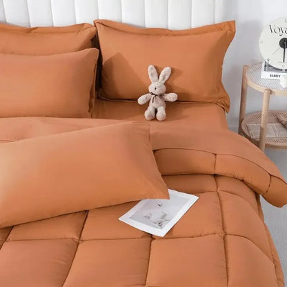 DOWNCOOL 7Pcs Comforter Sets, Multi-color Bedding Sets , All Season Down Alternative Bedding Comforter Sets