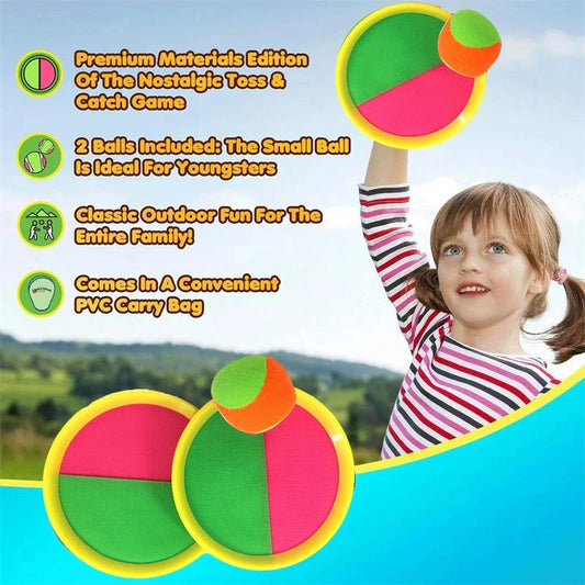 Self-Stick Disc Toss and Catch Ball Set Beach Toys Paddle Ball with 2 Paddles+1 Ball Outdoor Games for Backyards for Kids Adults