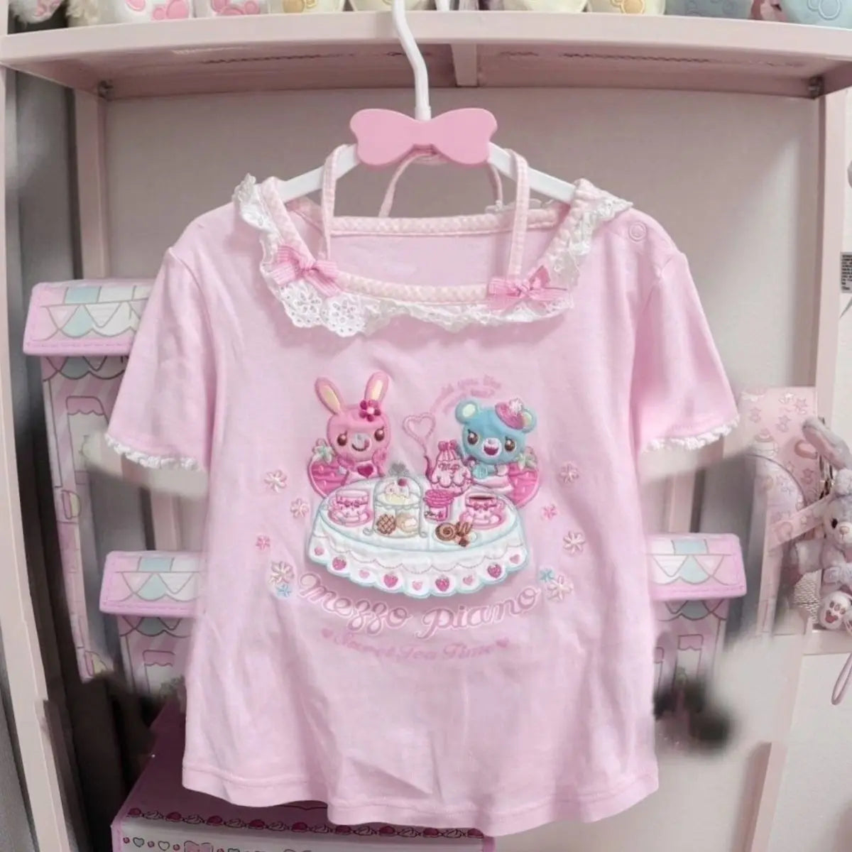 2026 Spring Japanese Cute T-shirts Women Casual Y2k Crop Top Kawaii Blouse and Mini Cake Skirts Outwear Lolita Vintage Tees Chic