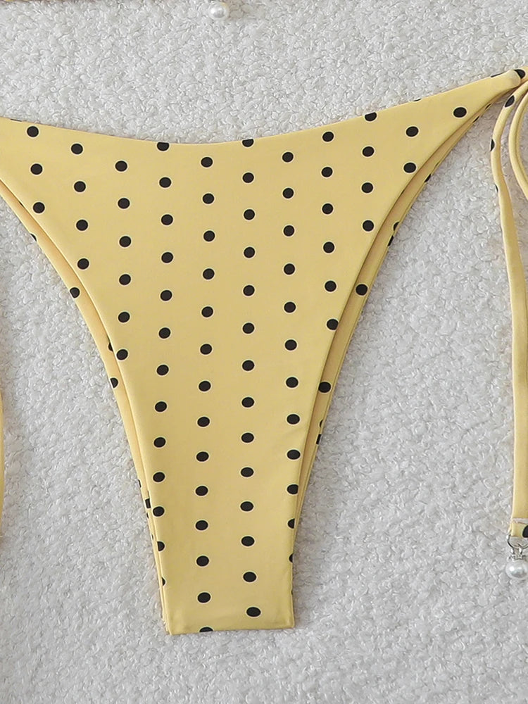 Trend Bikinis 2026 Women's Swimsuit Sexy Pearl Micro Bikinis Sets Dot Print Female Swimwear for Woman Bathing Suits Beachwear