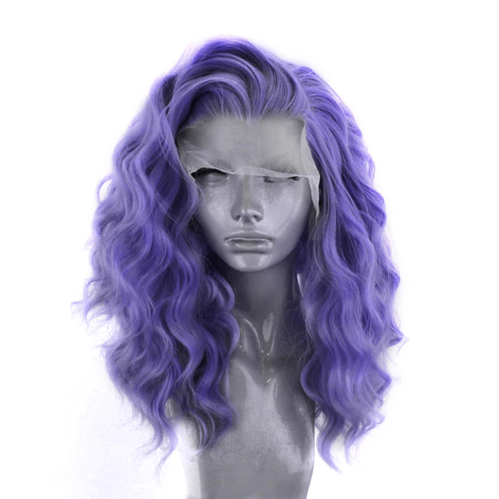 Charisma Synthetic Lace Front Wig Purple Color Short Wigs For Women Heat Resistant Natural Hairline Cosplay Wigs Short Bob Style