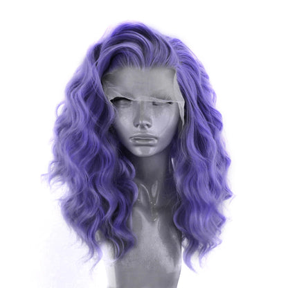 Charisma Synthetic Lace Front Wig Purple Color Short Wigs For Women Heat Resistant Natural Hairline Cosplay Wigs Short Bob Style