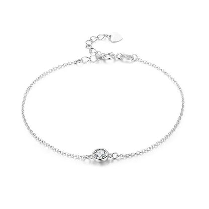 4Color 925 Sterling Silver Chain Round CZ Charm Anklet For Women Foot Jewelry Leg Bracelet Cheville Enkelbandje Halhal Tobillera