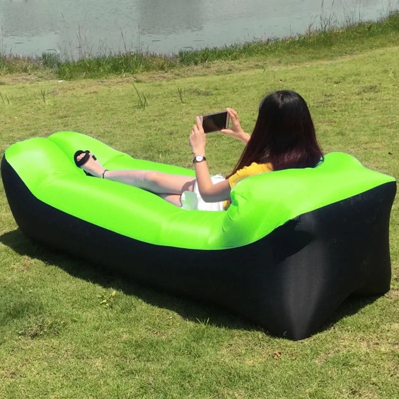 Portable Camping Lazy Inflatable Sofa Air Cushion PVC Lounger Seat Bean Bag Lounge Air Mattress Domestic Outdoor Ultralight Mat