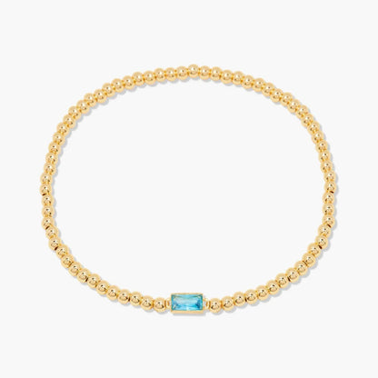 Minimalist style twelve month birthstone women's bracelet, stainless steel, electroplated 18K gold color protection