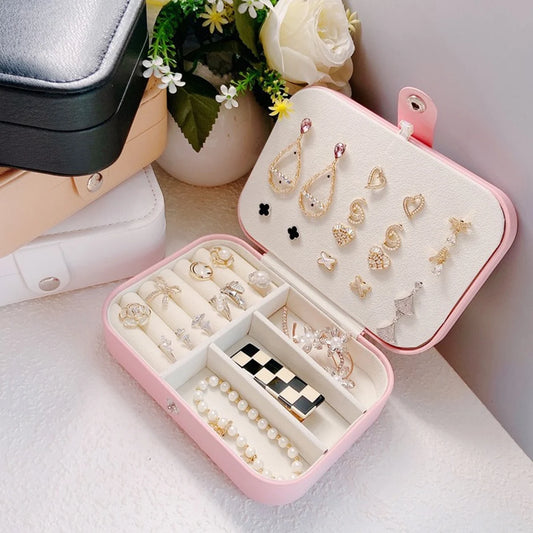 1PC Storage Box PU Jewelry  Anti-oxidation Necklace Ear Ring Ear Stud Pendant Jewelry Box Large Capacity Portable Jewelry Box