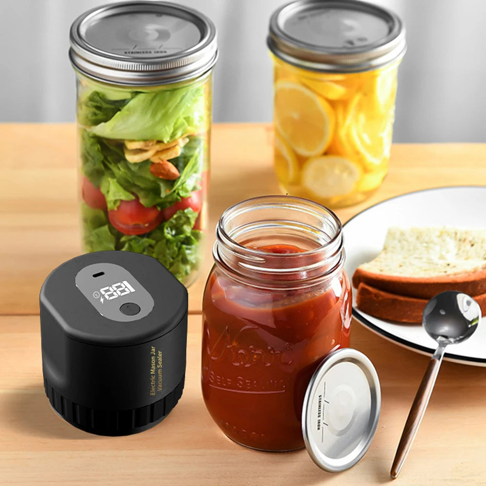 Electric Mason Jar Vacuum Sealer BPA Free Cordless Food Storage Vacuum Sealer with Mason Jar Lids Odorless Attachment