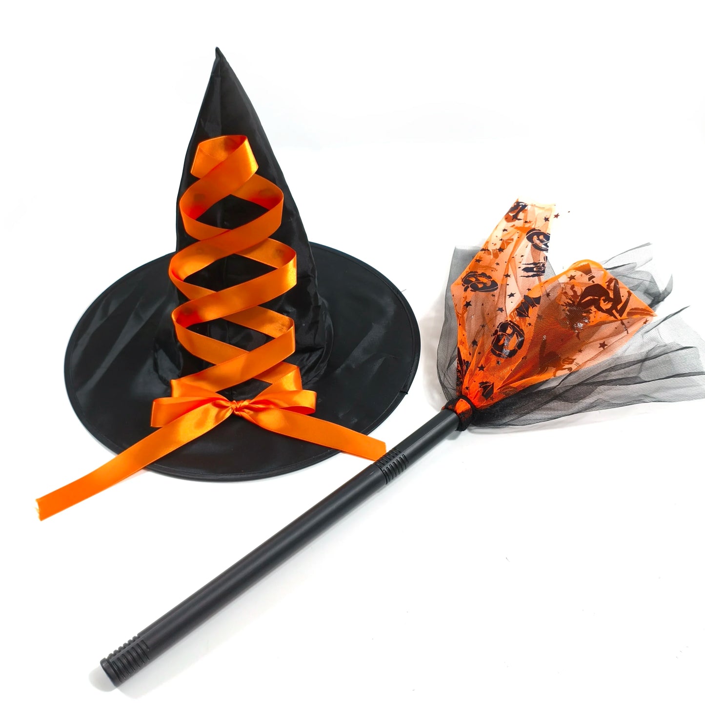 Halloween Adults Women Bat Pumpkin Witch Costume Set Tulle Skirt Hat Broom Skirt 3pcs/set,for Halloween Carnival Party Cosplay