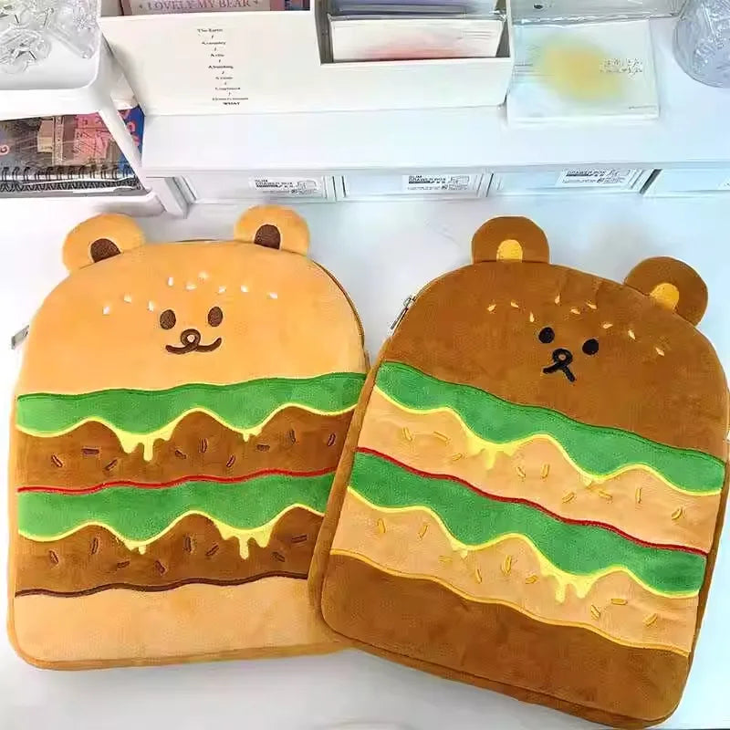 2024New HamBurger Cartoon Bear Ipad Case Tablet Bag 9 10 11 Inch Inner Tank Bag Girl Thickened Handheld iPad Storage Bags