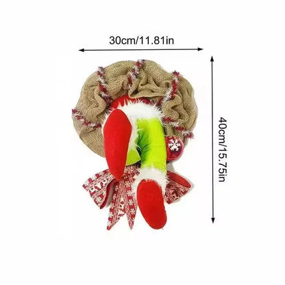 Christmas Thief Wreath，Christmas Elf Leg Wreath， Christmas Burlap Wreath， Holiday Decoration