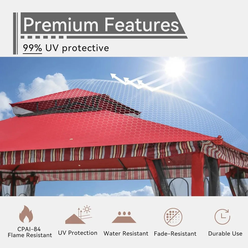 13x11 feet canopy gazebo with outdoor corner frame shelving, patio/deck/garden/yard/poolside
