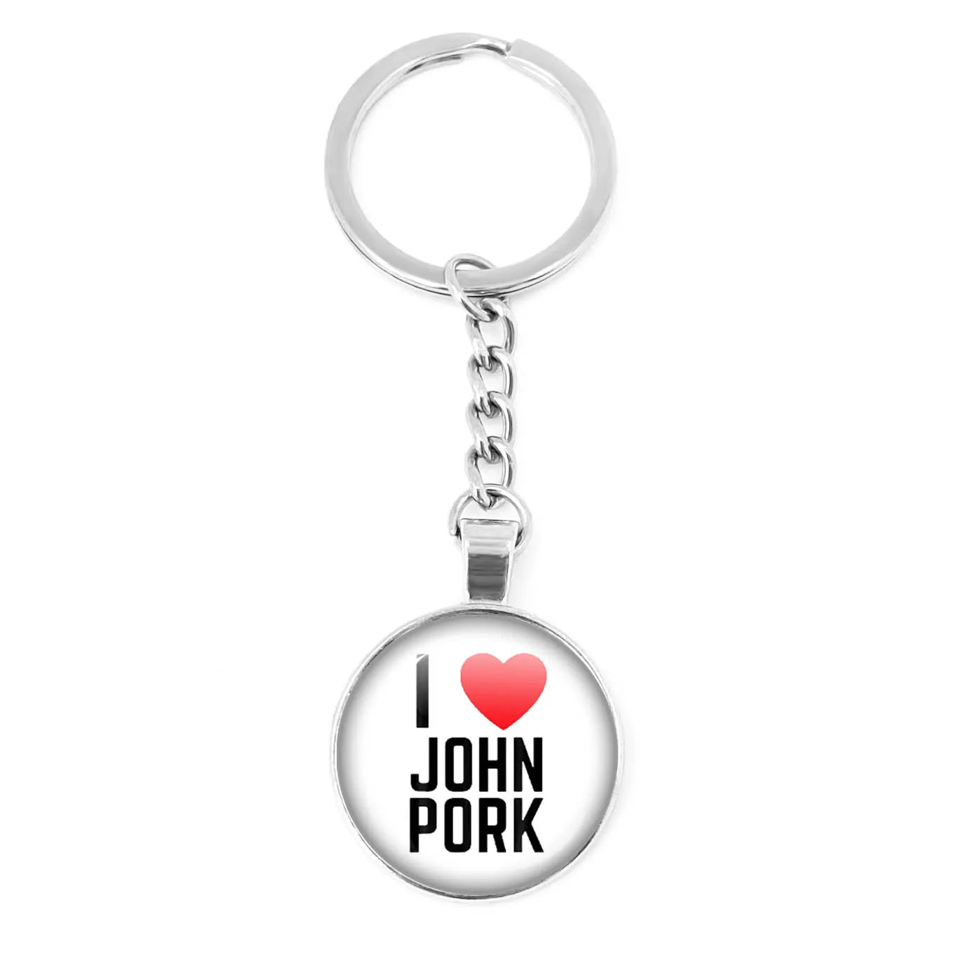 New John Pork Is Calling Answer Call Phone Humor Funny Pig Lover Graphic Meme Glass Dome Pendant Cabochon Keychain Jewelry Gifts