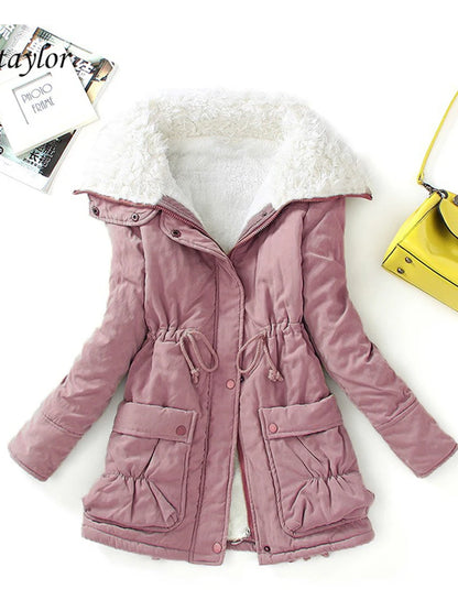 Fitaylor Winter Cotton Coat Women Slim Snow Outwear Medium-long Wadded Jacket Thick Cotton Padded Warm Cotton Parkas