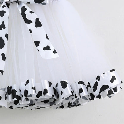 2-8Y Kids Girls Clothes Sets Girls Short Sleeved Letter Print Mesh Tutu Skirt Birthday Party Dance Performance Suits