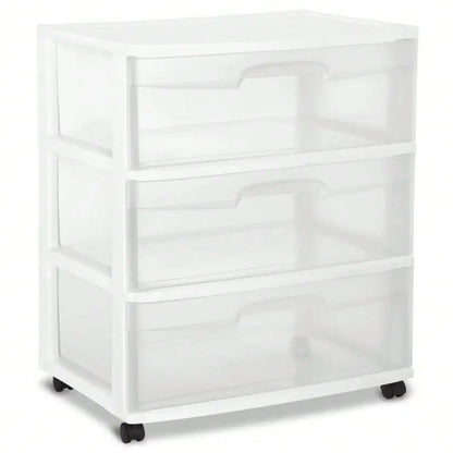 Large home 3-type drawer storage trolley, which can even be doubled as a bedside table, allows for clear identification of items