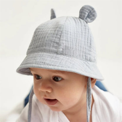 Spring Autumn Solid Color Soft Baby Bucket Hat Cotton Fisherman Hats Kids Summer Toddler Boy Girls Panama Sun Cap Children 0-12M