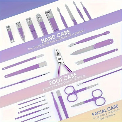 30 Pcs Manicure Set Professional Nail Clipper Set Stainless Steel Solid Manicure Kit Nail Care Kit With Pink Case Valentine