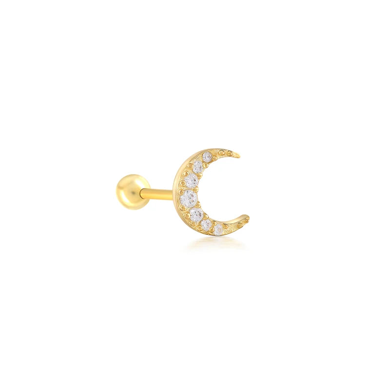 CANNER Pendientes Plata 925 Piercing Stud Earrings For Women Cubic Zirconia 925 Sterling Silver Cartilage Earring Jewerly 1pcs