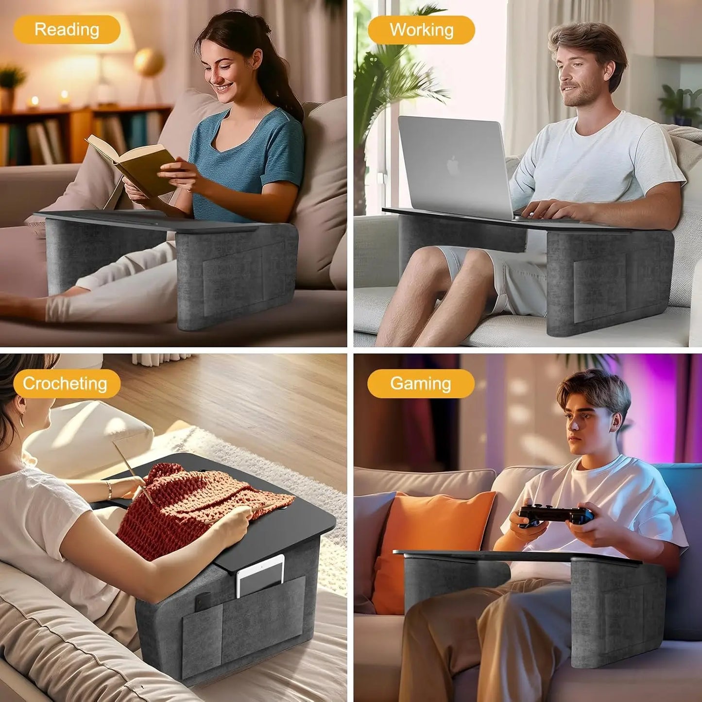 Overbed Table With Tablet And Phone Slot, Over Bed Desk With Arm Rests, Bed Table For Eating And Laptop, Working, Writing In Bed